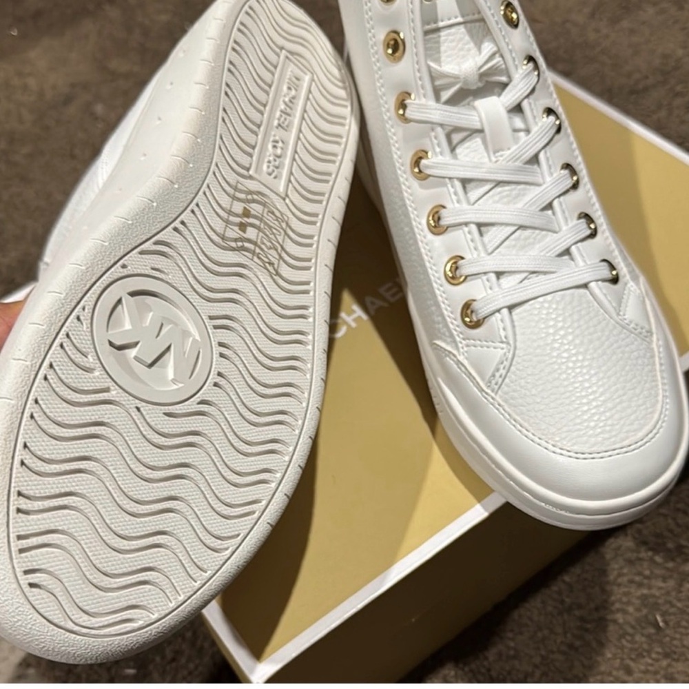 Michael Kors Shea White and Gold High-Top Sneakers - Picture 4 of 4